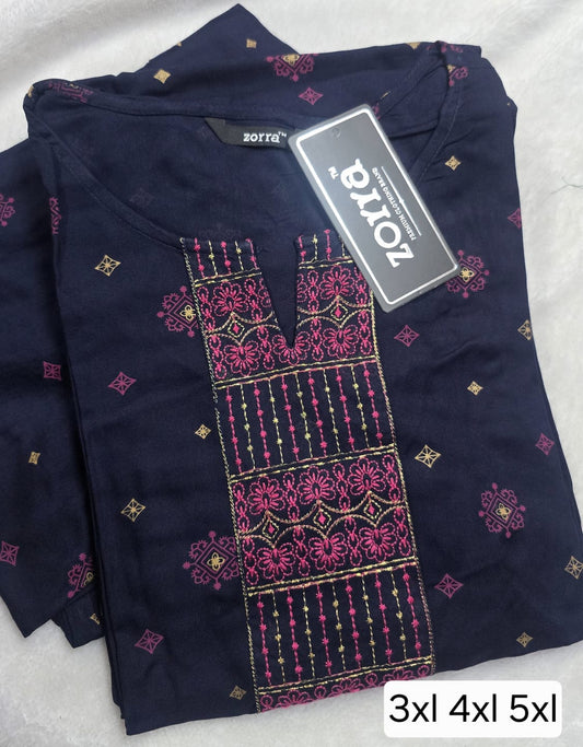 Zorra Rayon Straight Cut Kurti (Jumbo Size)