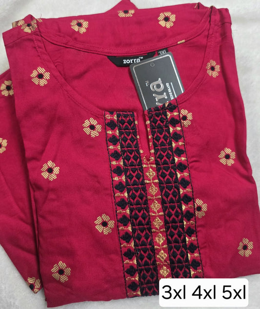 Zorra Rayon Straight Cut Kurti (Jumbo Size)