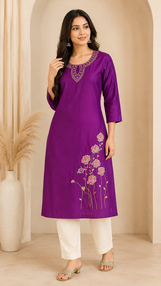 Zorra Silk Straight Cut Kurtis