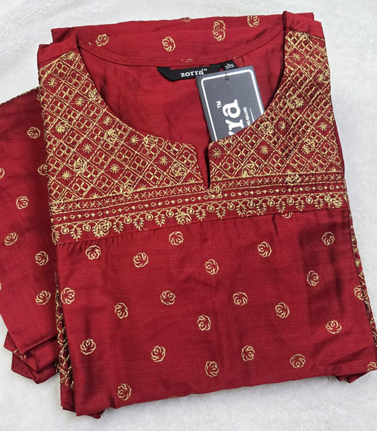 Zorra Silk Straight Cut Kurtis
