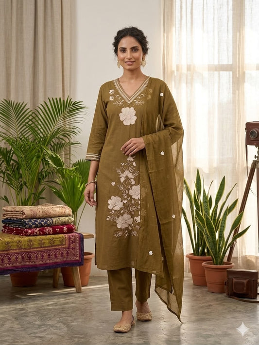 Mul Cotton Embroidery 3pc set