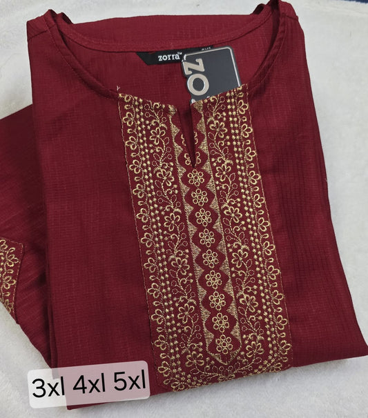Zorra Silk Straight Cut Kurti (Jumbo Size)