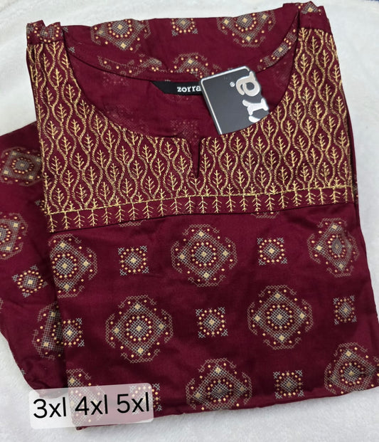Zorra Rayon Straight Cut Kurti (Jumbo Size)