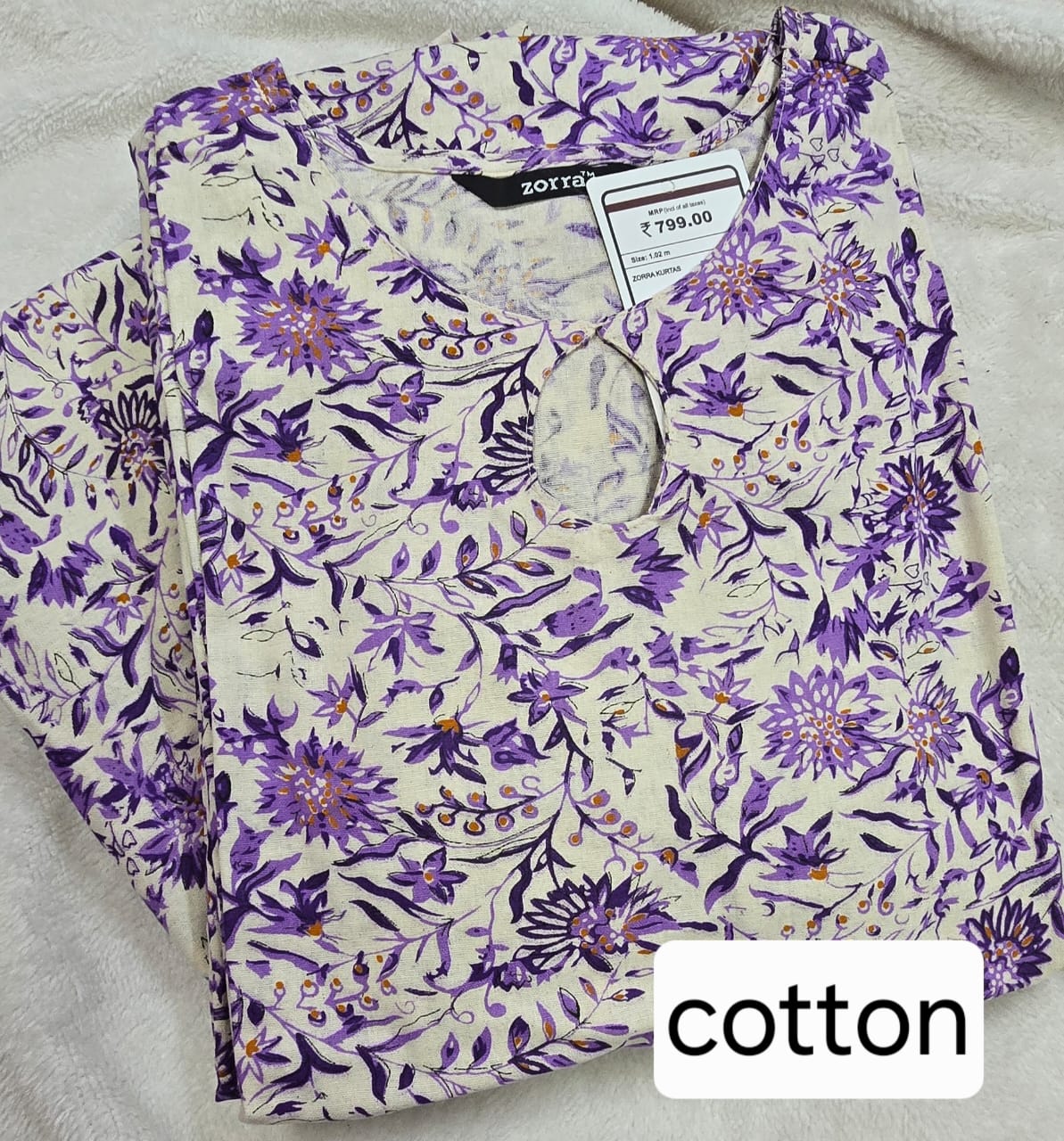Zorra Cotton Straight Cut Kurti